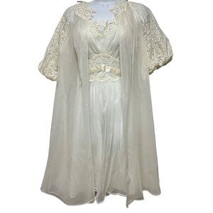 Vintage 1950s Vanity‎ Fair Wedding Peignoir Set XS